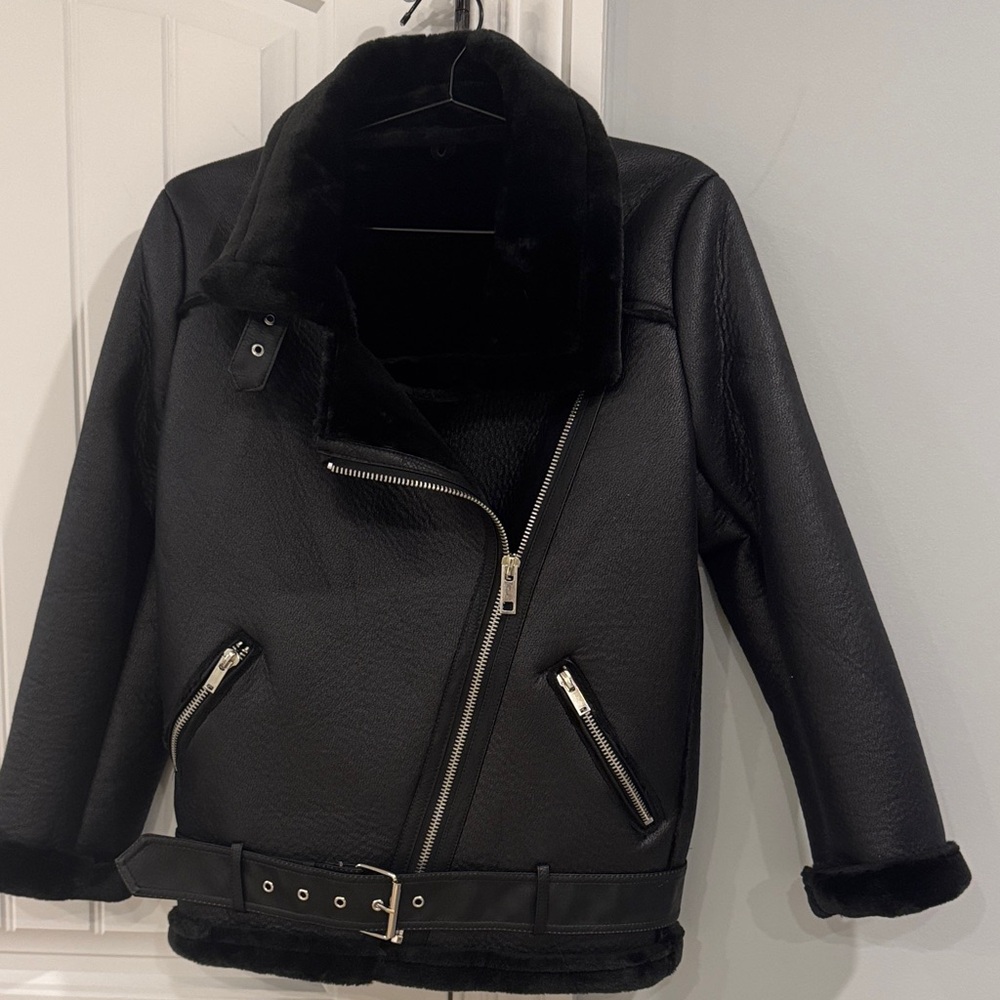 Faux Shearling motto jacket size S